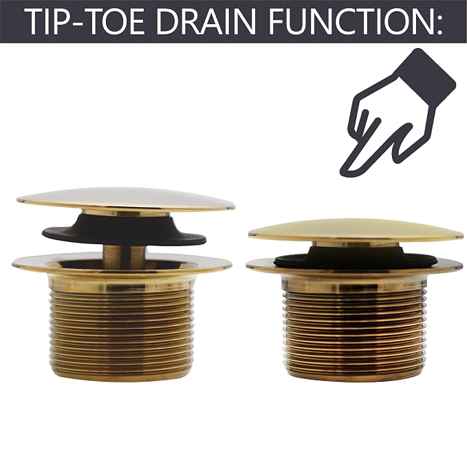 Westbrass A398R-01 1-1/2" NPSM Coarse Thread Mushroom Tip-Toe Bathtub Drain Stopper, Polished Brass