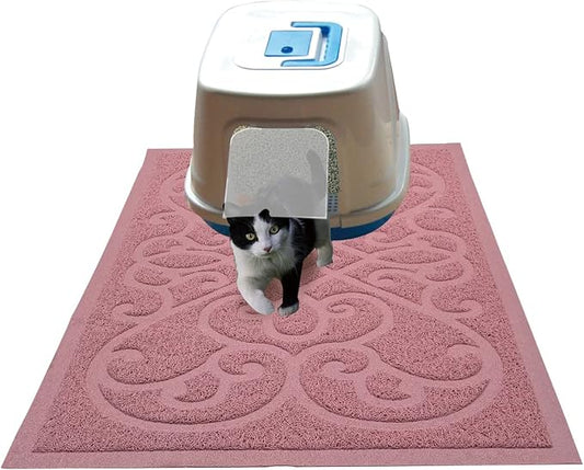 PetLike Cat Litter Box Mat, Thick Kitty Litter Trapping Mat, Durable,Waterproof &Washable with Non-Slip Backing, Soft on Kitty Paws and Easy to Clean, BPA Free
