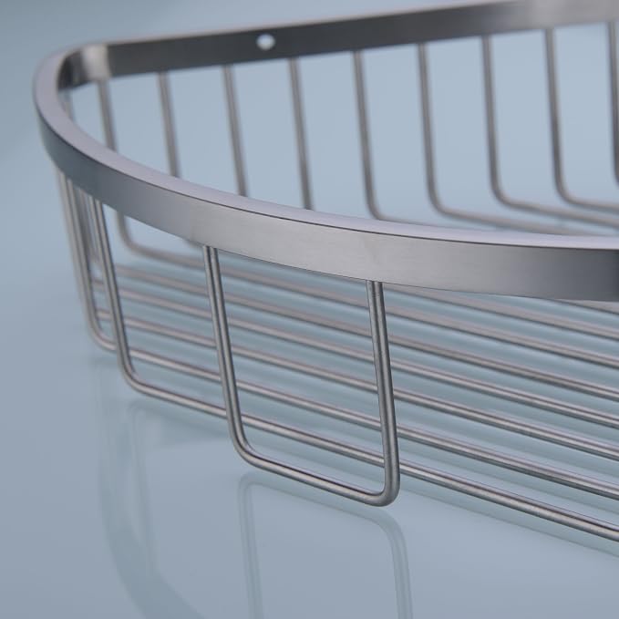 304 Stainless Steel Shower Caddy Corner Basket Shelf Bathroom Organizer Wall Mounted Storage, Brushed Nickel
