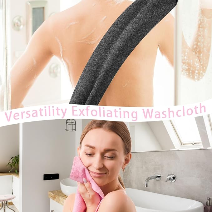 4Pcs Back Scrubber for Shower, Nylon Exfoliating Body Washcloth, Stretchable Back Scrubber With Handle, Back Washer for Women Men