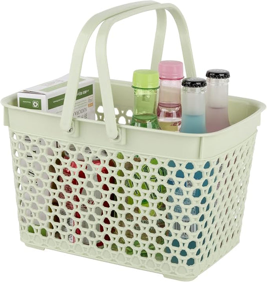 Anyoifax Portable Shower Caddy Basket Plastic Cleaning Tote with Handles Large Storage Organizer Bin for Bathroom, College Dorm, Pantry, Kitchen - Green