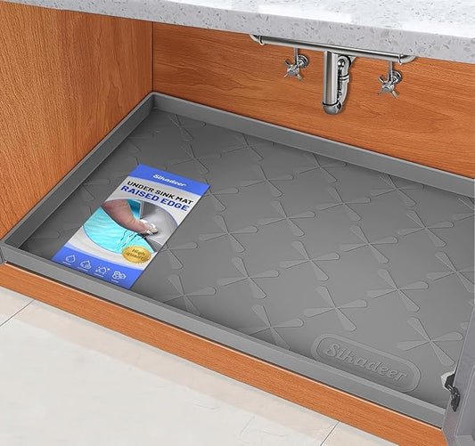 SIKADEER 19" x 19" Under Sink Mat Waterproof, Silicone Mat Kitchen Drawer Shelf and Cabinet Liner, Sink Protector for Kitchen Organizers and Storage, Boot Tray Pet Food Mats
