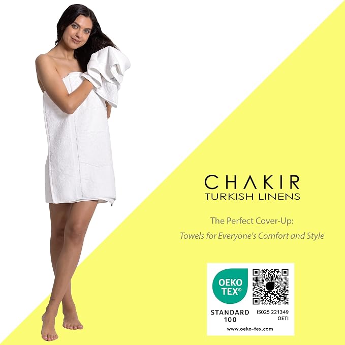 Chakir Turkish Linens, 100% Cotton Premium Quality Turkish Bath Sheets (35''x70'' Large Bath Sheet Towels - White) | 100% cotton bath sheets, 35x70 oversized, OEKO-TEX certified, soft plush and absorbent