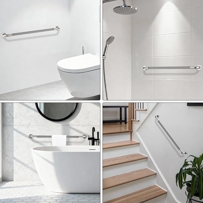 2 Pack 36 Inch Anti-Slip Grab Bar, ZUEXT Extra Long Stainless Steel Bathroom Safety Handle w/Knurled Grip, Wall Mounted Support Rail for Bathtub, Shower, Toilet Seniors Handicap Safety(Brushed Nickel)
