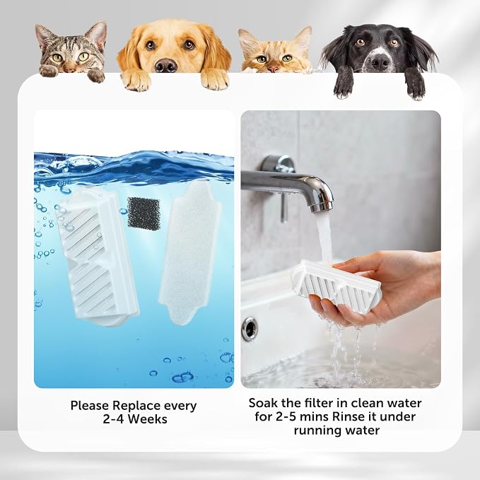 (18 Pack)6 Sets Ceramic Cat Water Fountain Replacement Filters, Pet Fountain Replacement Filters for 2.2L/74OZ