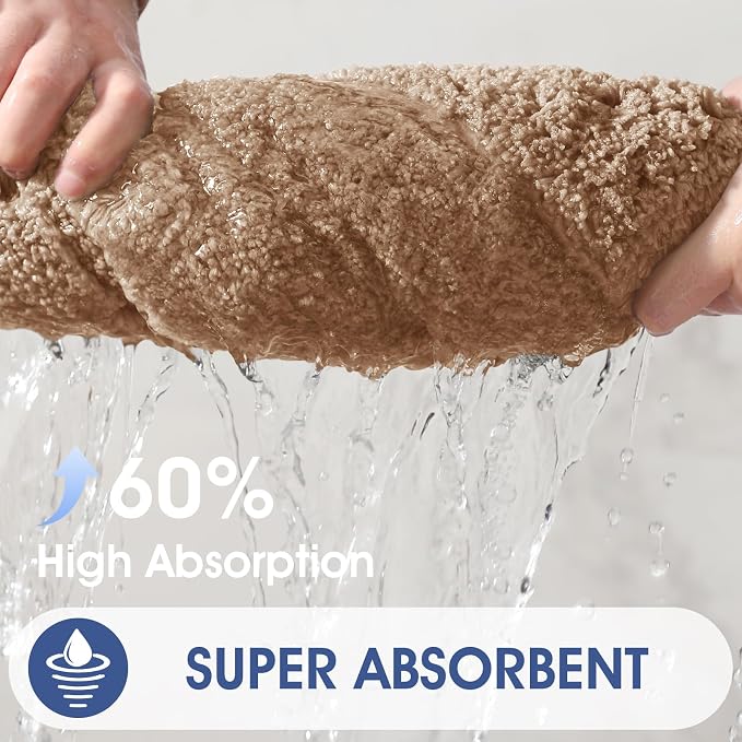 Bathroom Runner Rug 59"x20", Ultra Soft Thick Plush Fluffy Microfiber Absorbent Bath Mat, Non-Slip Backing, Machine Washable Bath Mats for Bathroom Floor, Tub and Shower, Home Decor, Brown