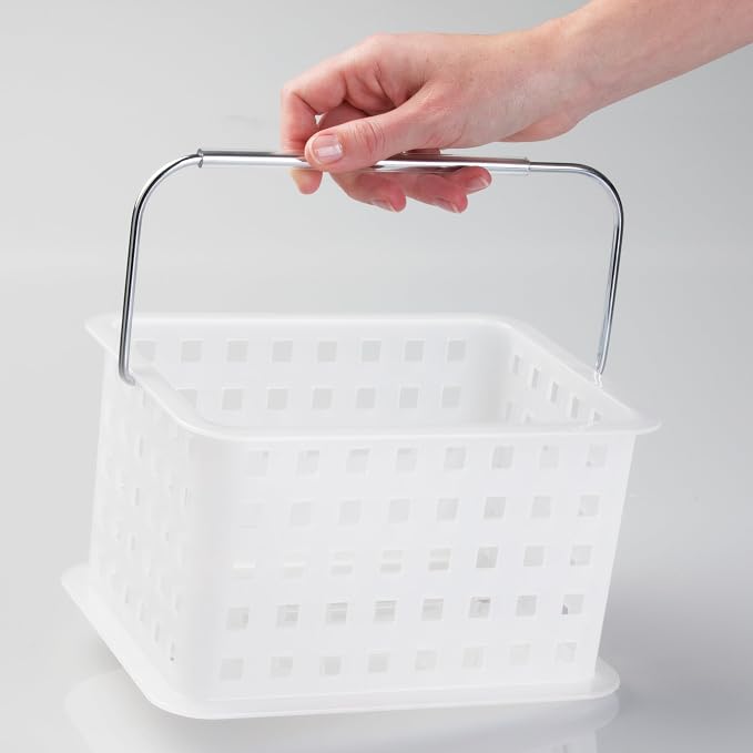 iDesign Small Shower Caddy, Clear Frost | With Handle, Portable, For Dorm or Bathroom