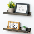 FLYJOE Picture Ledge Wall Shelves 16 inch Width Set of 2, Solid Pine Wood Rustic Floating Ledge Shelves for Wall for Kids' Room Bedroom Kitchen Bathroom Living Room Nursery Display Wall Decor, Grey