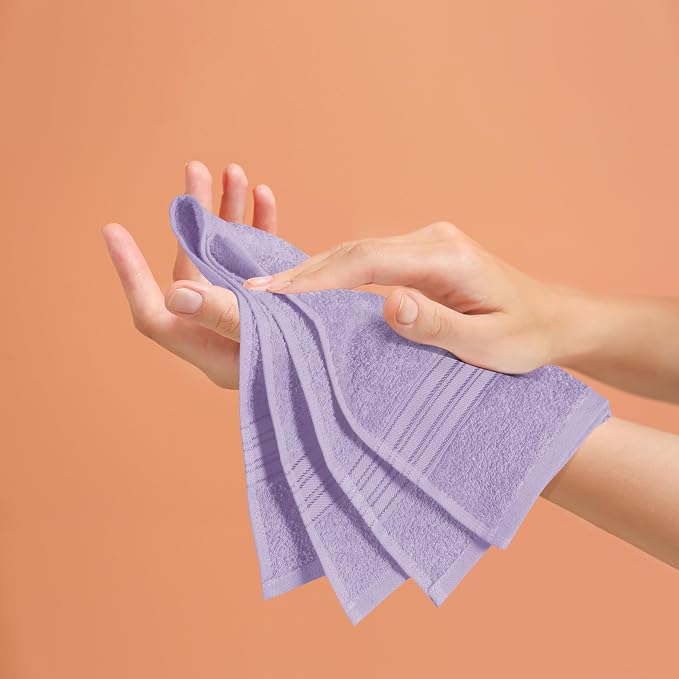 BOUTIQUO Ultra Soft Cotton 6 -Piece Hand Towel Set 16x24 Inch, Ideal for use in Bathroom, Kitchen, Gym, Spa & General Cleaning, Compact & Lightweight Multi Purpose Hand Towels - Purple