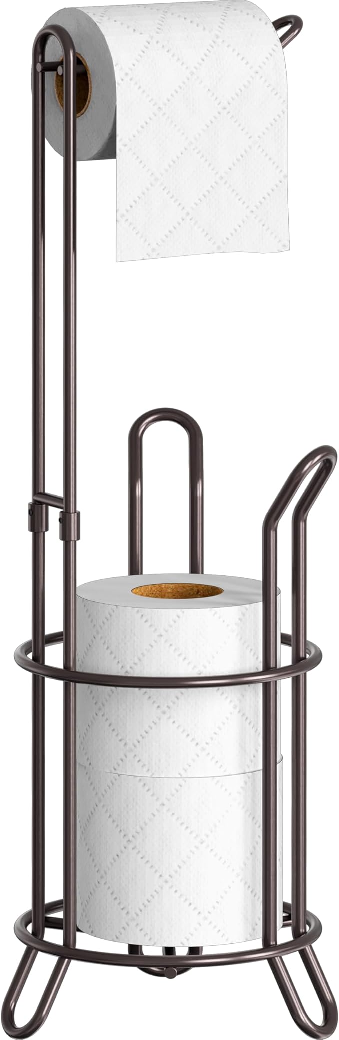Simple Houseware Bathroom Toilet Paper Storage Holder Stand Shelf, Bronze | 4 Paper Rolls, 7.25" x 7.25" x 23.5", Wired