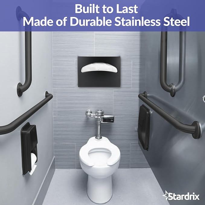 Stardrix Stainless Steel Toilet Seat Cover Dispenser, Wall Mount Single or 1/2 Fold Large Capacity Toilet Seat Covers Holder for Commercial and Residential, Matt Black