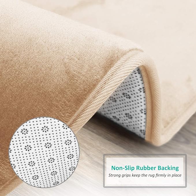 Clara Clark Bathroom Rugs, Velvet Memory Foam Bath Mat, Non-Slip, Machine Washable Bath Rugs - Dries Quickly, Ultra Soft Plush Bath Mats for Bathroom, 17 x 24, Cream