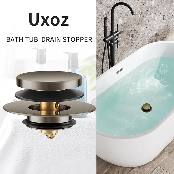 Bathtub Drain Stopper, Tub Plug for 1.5"-1.72" Regular Drains | Universal Pop Up Tub Stopper Replacement for Tip Toe/Trip Lever/Lift&Turn Tub Drains, 3 O-Rings,Brushed Silver