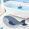LUMI Cute Animal Bathroom Rugs, Plush Absorbent Bath Mats for Bathroom, Non-Slip Backing Washable Bath Mat, Ideal for Shower Sink Bathtub Room Decor, 24"x43", Deep Whale