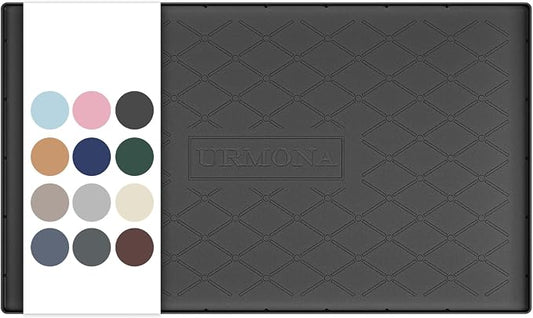 URMONA 37" x 22" Waterproof Silicone Mat in Multiple Sizes & Colors, Under Sink Mat for Kitchen & Bathroom, Pet Food Pad for Dogs & Cats, Kitchen Cabinet Liner, Multi-Purpose for Storage(Black)