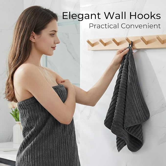 ZVH Hand Towels for Bathroom 6pcs,Quick Dry Microfiber,Super Soft | 14X29.5inch,Hand Towels With Hanging Loops for Spa,Kitchen,Hotel (Brick red+Dark grey+Brown, Set of 6)