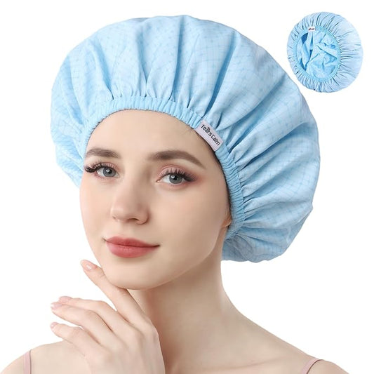 Years calm Shower Caps for Women Reusable Waterproof Double Layer Hair Cap | Both Sides Usable, Reversible Pattern & Solid Color Design, Soft Elastic Keeps Hair Dry for shower Spa Travel