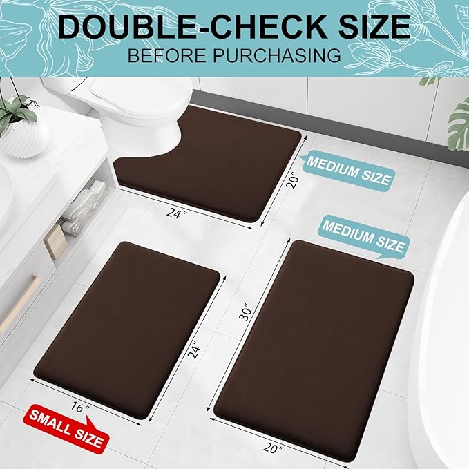 Smiry Memory Foam Bath Mat 59x24, Extra Soft and Absorbent Bathroom Rugs | Brown, Quick Dry Machine Washable Non-Slip Bath Mat for Bathroom Floor, Shower and Tub