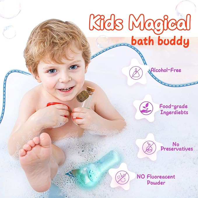 MeCids Magic Potion Bubble Bath Bombs for Kids -Bath Color Tablets Bath Potions for Toddlers Ages 4-12 Fun Science Kit Gift for Birthday, Halloween，Christmas- 6 Pack