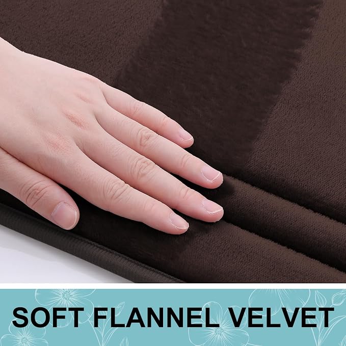 Grandaily Memory Foam Bath Mat Rug 40x32, Ultra Soft, Non-Slip and Absorbent Bathroom Rugs, Machine Wash Dry, Comfortable Bath Carpet for Bathroom Floor, Tub and Shower, Brown