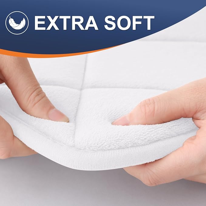 OLANLY Memory Foam Bath Mat 47x20, Ultra Soft and Absorbent Bathroom Rugs | White, Quick Dry, Machine Washable Shower Bath Rugs, Comfortable Bath Carpet for Bathroom Floor, Tub and Shower