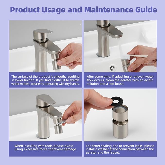 Hibbent NSF/ANSI/CAN 61 Certified Faucet Aerator, CUPC Certification 360 Degree Swivel Kitchen Sink Aerator, 2-Flow Sprayer Faucet Replacement Part 55/64 Inch Female Thread - Brushed Nickel