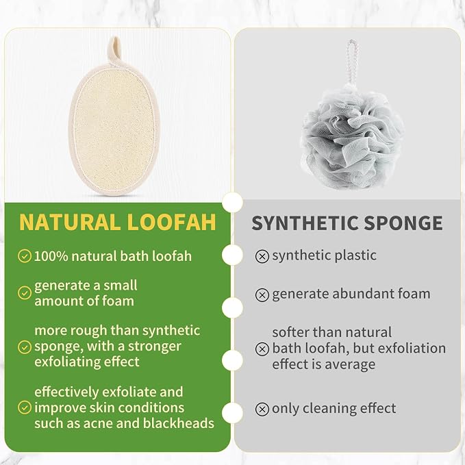 6 Pack Large Size Natural Loofah Body Scrubber for Exfoliating | Sufficient and Durable, Rough Surface for Removing Dead Skin, 6.2*6.3 Inch, Loofah Body Sponge for Women and Men
