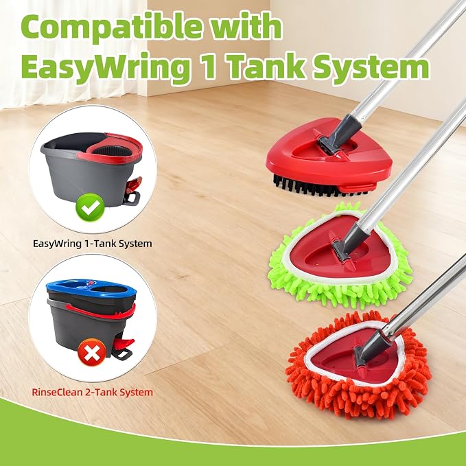6 Pack Mop Heads Replacements for Ocedar, Replace Head for o Cedar Easywring 1 Tank, Spin Mop Replacement Head, 1 Pack Scrubber Head and 1 Mop Base