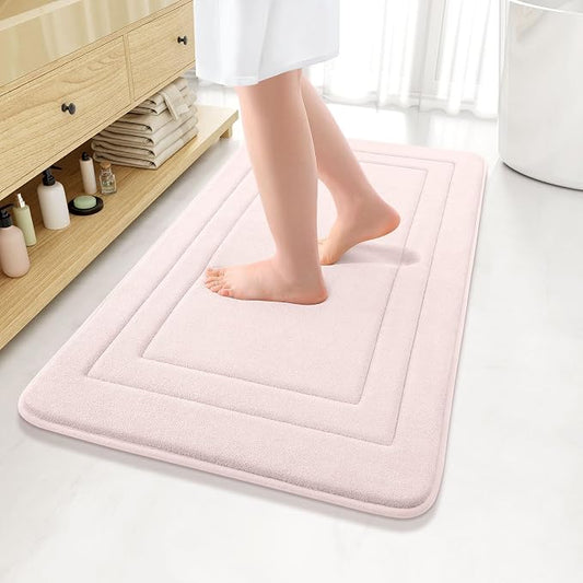 Arotive Memory Foam Bathroom Rug Mat 36x24, Ultra Soft and Absorbent Bath Mat, Machine Wash Dry, Comfortable Bath Rug Carpet for Bathroom Floor, Tub and Shower, Pink