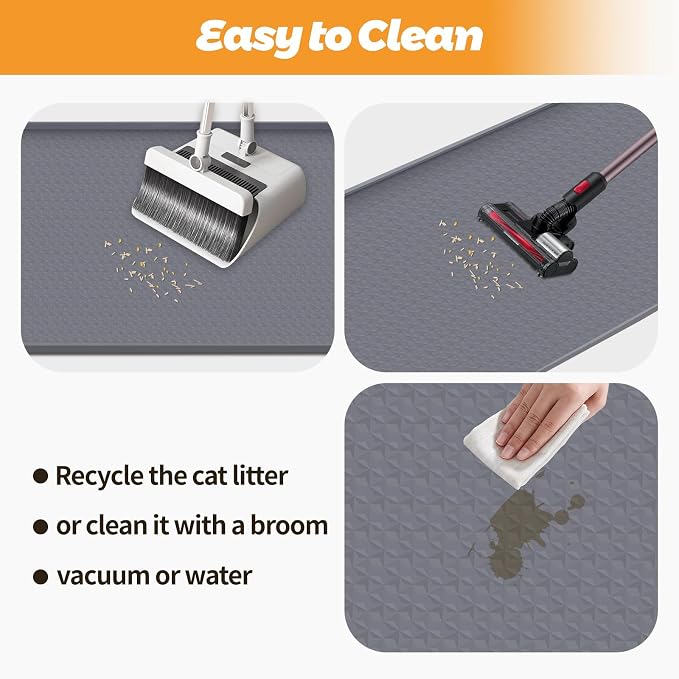 Cat Litter Mat for Litter Box 51"x25.6" Extra Large Silicone Mat,Light Grey | Waterproof Non-Slip Litter Box Mat with Raised Edges, Cat Litter Trapping Mat for Pet, Cat Litter Rug for Floor