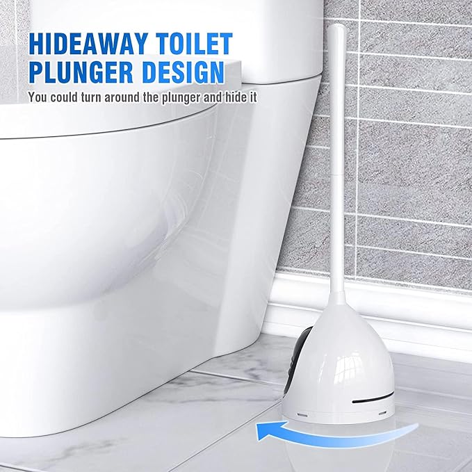 Toilet Plunger with Holder, Unique Plunger with All-Angle Design, Plungers for Bathroom with Holder, Heavy Duty Toilet Plunger for 5.7-inch Toilet Drain Bathroom Cleaning
