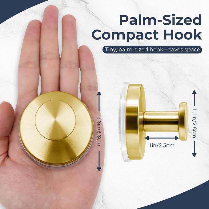 Large Suction Cup Hooks for Shower,Glass Window&Door,Mirror,Reusable Shower Hooks,No-Drill Removable Towel Hooks for Bathroom,2 Packs(Brushed Gold)