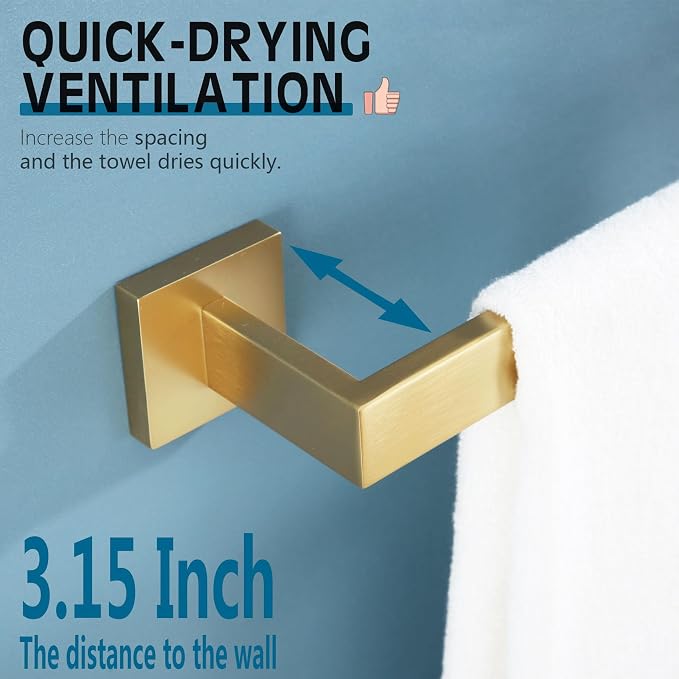 KOKOSIRI 20 Inch Towel Bar Bathroom Towel Bar Kitchen Dish Cloths Hanger Hand Towel Holder Stainless Steel Wall Mount, Brushed Gold, B4003BG-L20
