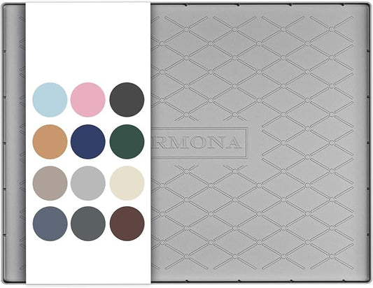 URMONA 28" x 19" Waterproof Silicone Mat in Multiple Sizes & Colors, Under Sink Mat for Kitchen & Bathroom, Pet Food Pad for Dogs & Cats, Kitchen Cabinet Liner, Multi-Purpose for Storage(Light Grey)