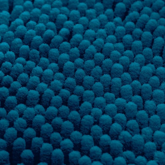 HOMEIDEAS Atlantic Blue Chenille Bath Rugs Set of 3, Non Slip Bath Mat | Super Absorbent, Soft Microfiber, Machine Washable, Stain Resistant, for Bathroom Decor