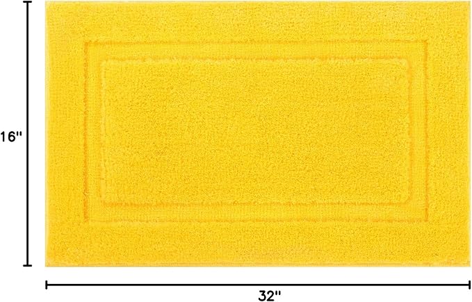 SHACOS Soft Microfiber Bathroom Rugs Set of 2 Pieces, Yellow | 32x20 + 24x16, Absorbent Plush Bath Rugs, Non Slip Washable Shaggy Bath Mats, Fluffy Bathroom Runner Floor Mats Shower Rug