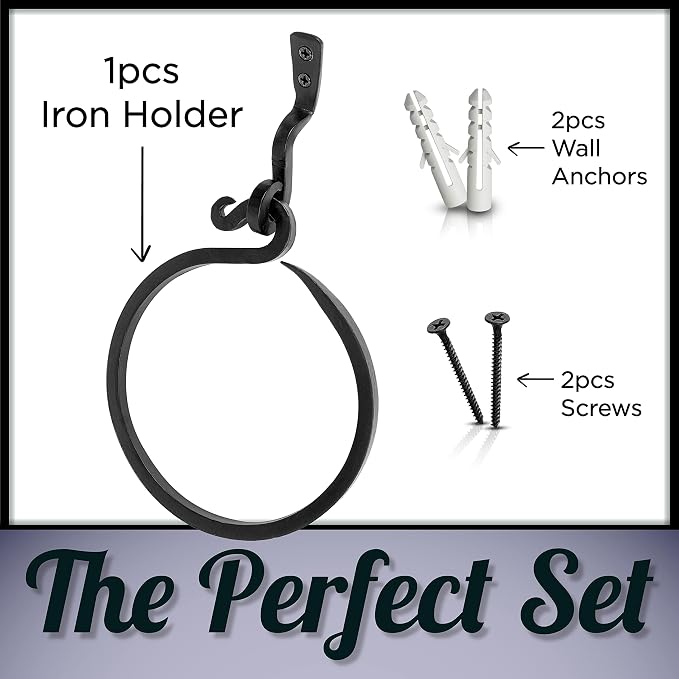 Wrought Iron Towel Ring - A Touch Of Artisanal Charm To Your Kitchen Or Bathroom With Our Handmade Towel Rack. Crafted By Blacksmiths, This Rustic Towel Rack Will Add A Timeless Elegance To Your Space