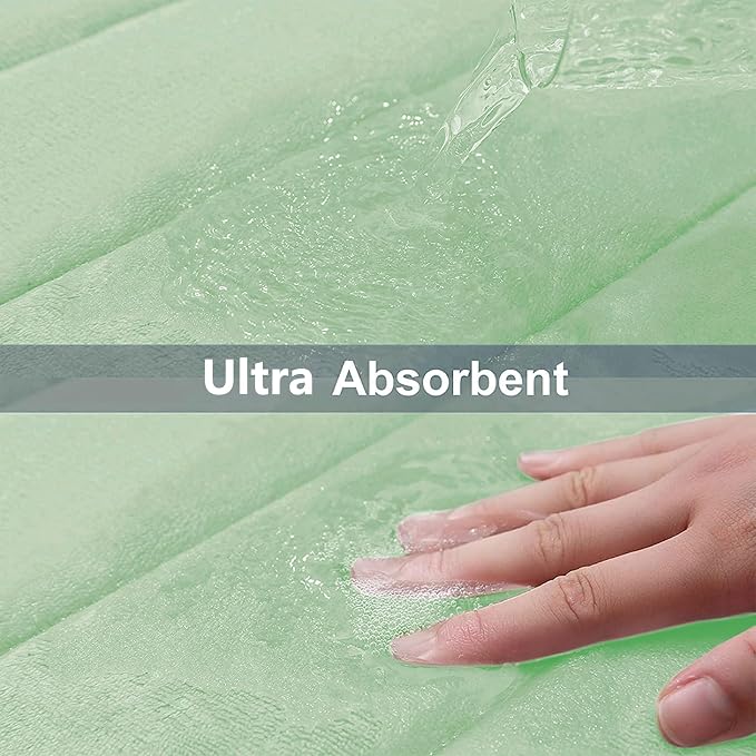 Buganda Memory Foam Bath Mat 34 x 20, Ultra Soft Absorbent Bathroom Rugs | Sage Green, Machine Washable Quick Dry Bath Mats for Bathroom Floor, Shower and Tub, Home Decor Accessories