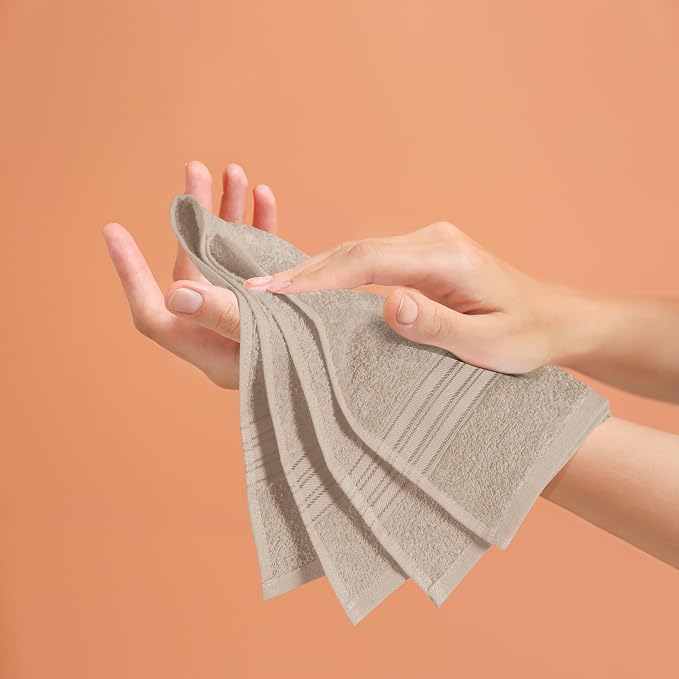 BOUTIQUO Ultra Soft Cotton 6 -Piece Hand Towel Set 16x24 Inch, Ideal for use in Bathroom, Kitchen, Gym, Spa & General Cleaning, Compact & Lightweight Multi Purpose Hand Towels - Tan
