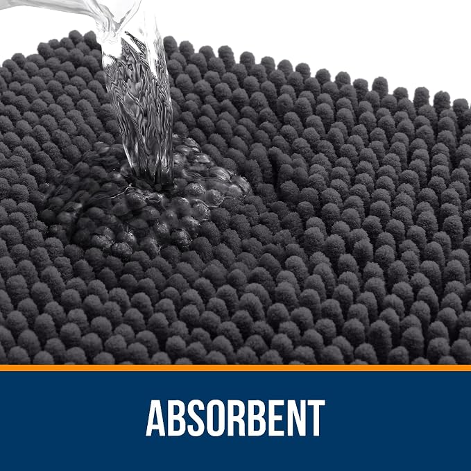 OLANLY Large Bathroom Rugs 50x30, Extra Soft Absorbent Chenille Bath Rugs | Dark Grey, Quick-Drying Rubber Backing, Machine Washable Bath Mat for Bathroom Floor, Tub and Shower, Home Decor Accessories