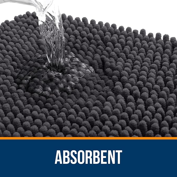 OLANLY Large Bathroom Rugs 59x35, Extra Soft Absorbent Chenille Bath Rugs | Dark Grey, Quick-Drying Rubber Backing, Machine Washable Bath Mat for Bathroom Floor, Tub and Shower, Home Decor Accessories