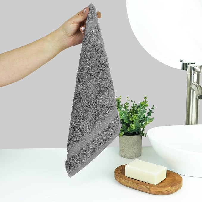 Chakir Turkish Linens 100% Cotton 4-Pack Washcloths 13x13, Gray | 100% cotton washcloths, 4-pack 13x13, OEKO-TEX certified, soft absorbent face towels