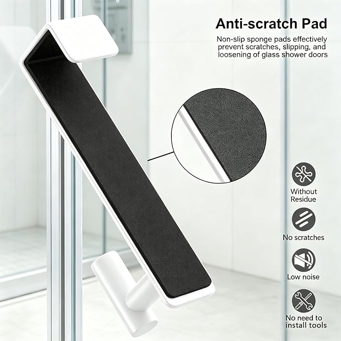HUFEEOH 2-Pack Over The Door Hooks, Stainless Steel Door Hanger for Towels & Coats, Bathroom Towel Rack Coat Rack, Tool-Free Hooks for Hanging (White, Fits 1-3/4" Thick Door -T Shape 2 Pack)