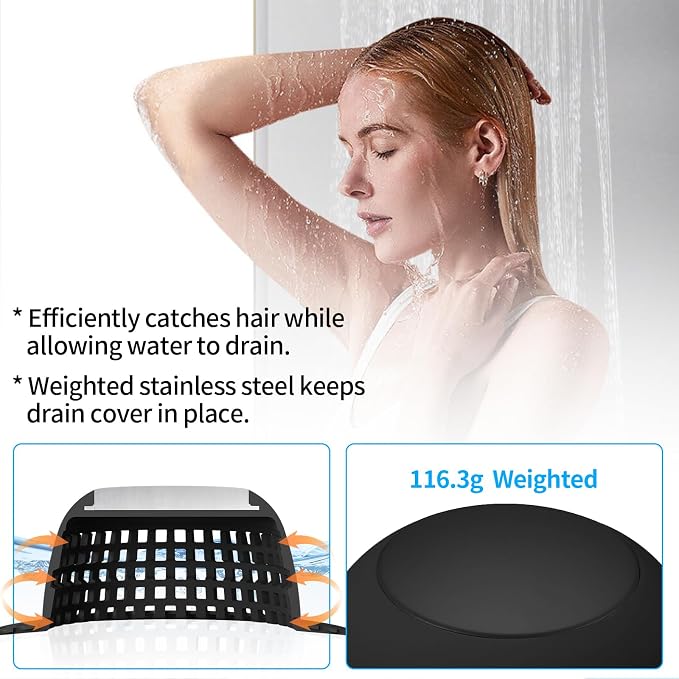 Aluvor Shower Drain Hair Catcher Bathtub Drain Cover Sink Drain Protector | Bathroom Sink & Bathtub Drain Strainer for Pop-Up & Regular Drains, All Black