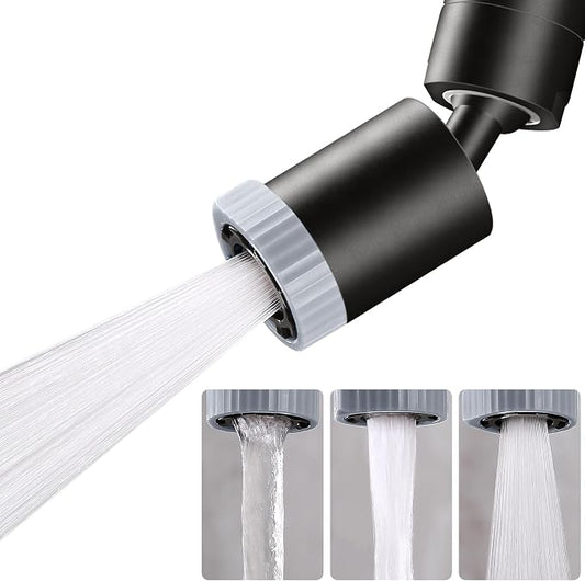 Swivel Faucet Aerator,3-function Faucet Nozzle,360° Big Angle Rotate Kitchen Sink Faucet Attachment,Faucet Extender for Kitchen 55/64 inch Female Thread,Kitchen Sink Aerator Black