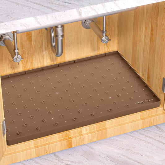 Sdpeia Under Sink Mat 31"×22" Waterproof Silicone Cabinet Liner & Sink Protector for Kitchen & Bathroom, Multi-Purpose Organizers Tray for Pets, Laundry, Cat Litter Mat