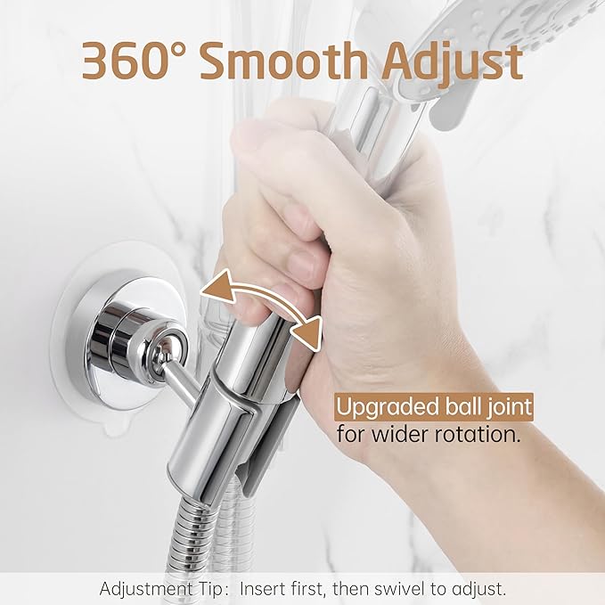 KES Universal Fit Shower Head Holder Adhesive for All Sizes Handheld Shower Head, Adjustable Shower Holder Head Wall Mount, Solid Metal Shower Wand Holder, Chrome C208DF-CH