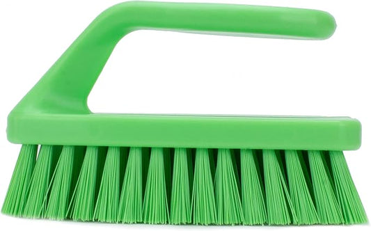 SPARTA Scrub Brush with Iron Shaped Handle and Stiff Bristles, Heavy Duty Scrubber Brush for Kitchen, Bathroom, Shower, Tile, Sink, Carpet and Bakepans, Polypropylene, 6 Inches, Lime