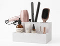 Hair Tools Organizer - Wood White - Blow Dryer, Straightener, Curling Wand, Brushes Holder - Vanity & Bathroom Storage - Wall Mount or Sit on Counter