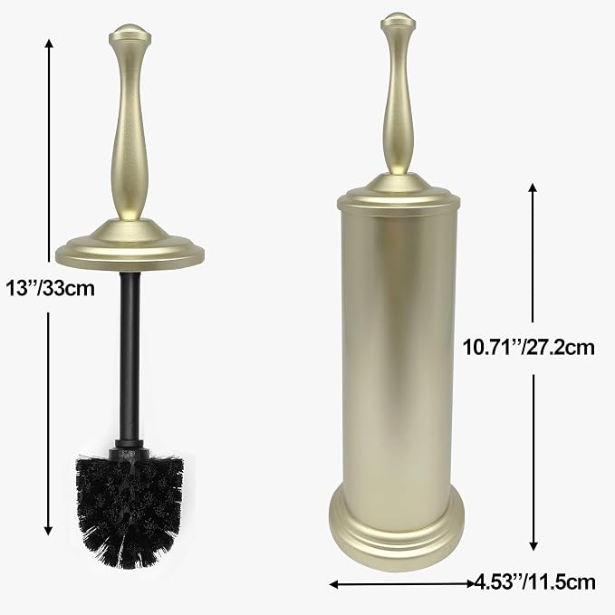 Satin Matte Soft Gold Toilet Bowl Brush with Holder, Durable Bathroom Cleaning Tool, Modern Design for Easy Toilet Maintenance, Bathroom Cleaner Brush for Efficient Cleaning and Hygiene